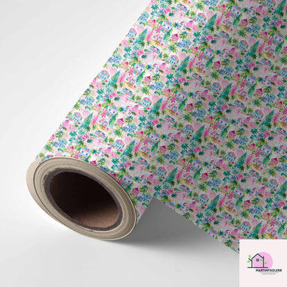 Colorful Christmas Wrapping Paper, Festive House Tree Holiday Gift Wrap Sheets, Multicolor Xmas Packaging, Winter Party Gift Wrap