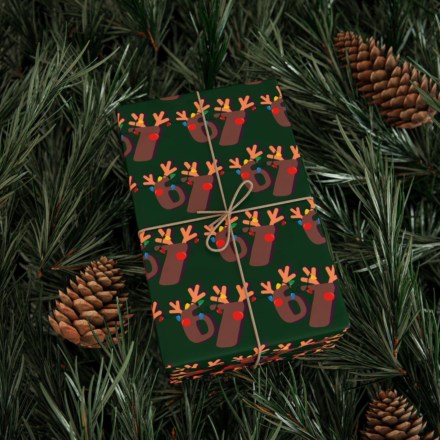 Green 67 Wrapping Papers, 67 Meme Christmas Gift Wrap, Kids Funny Wrapping Paper, Reindeer 67 Wrap, Brain Rot meme, Holiday Gift Wrap