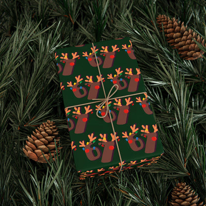 Green 67 Wrapping Papers, 67 Meme Christmas Gift Wrap, Kids Funny Wrapping Paper, Reindeer 67 Wrap, Brain Rot meme, Holiday Gift Wrap
