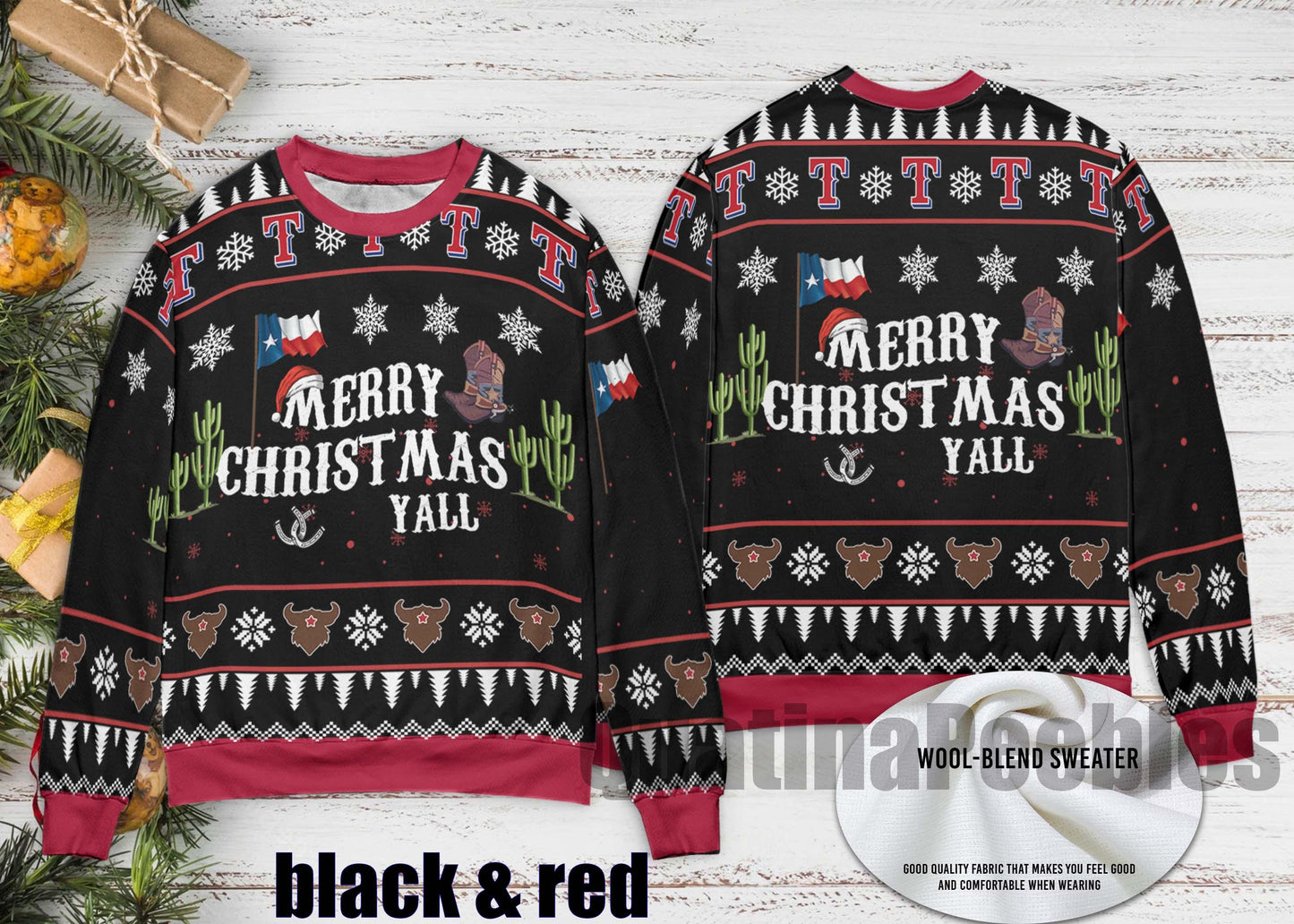 Merry Christmas Y'all Texas Ugly Christmas Sweater, Texas Christmas Ugly Sweater, Merry Christmas Y'all Ugly Christmas Sweater