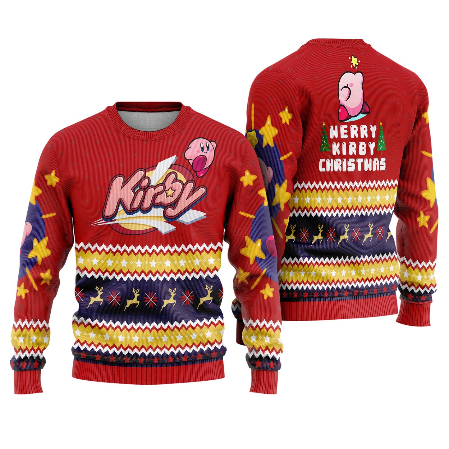 Merry Christmas Kirby Ugly Christmas Sweater, Kirby Ugly Sweater,Kirby Video Game,Christmas Party 2025,Gifts For Fan Pink Kirby Ugly Sweater