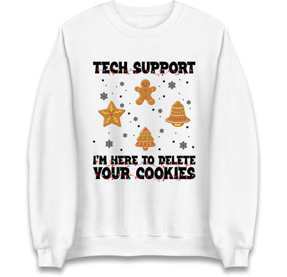 Tech Support Delete Your Cookies Christmas Jumper, Funny IT Xmas Hoodie, Geek Programmer Holiday T Shirt, Gingerbread Gift Top