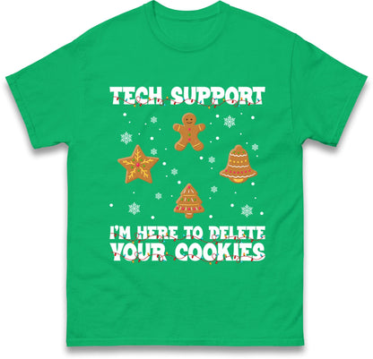 Tech Support Delete Your Cookies Christmas Jumper, Funny IT Xmas Hoodie, Geek Programmer Holiday T Shirt, Gingerbread Gift Top