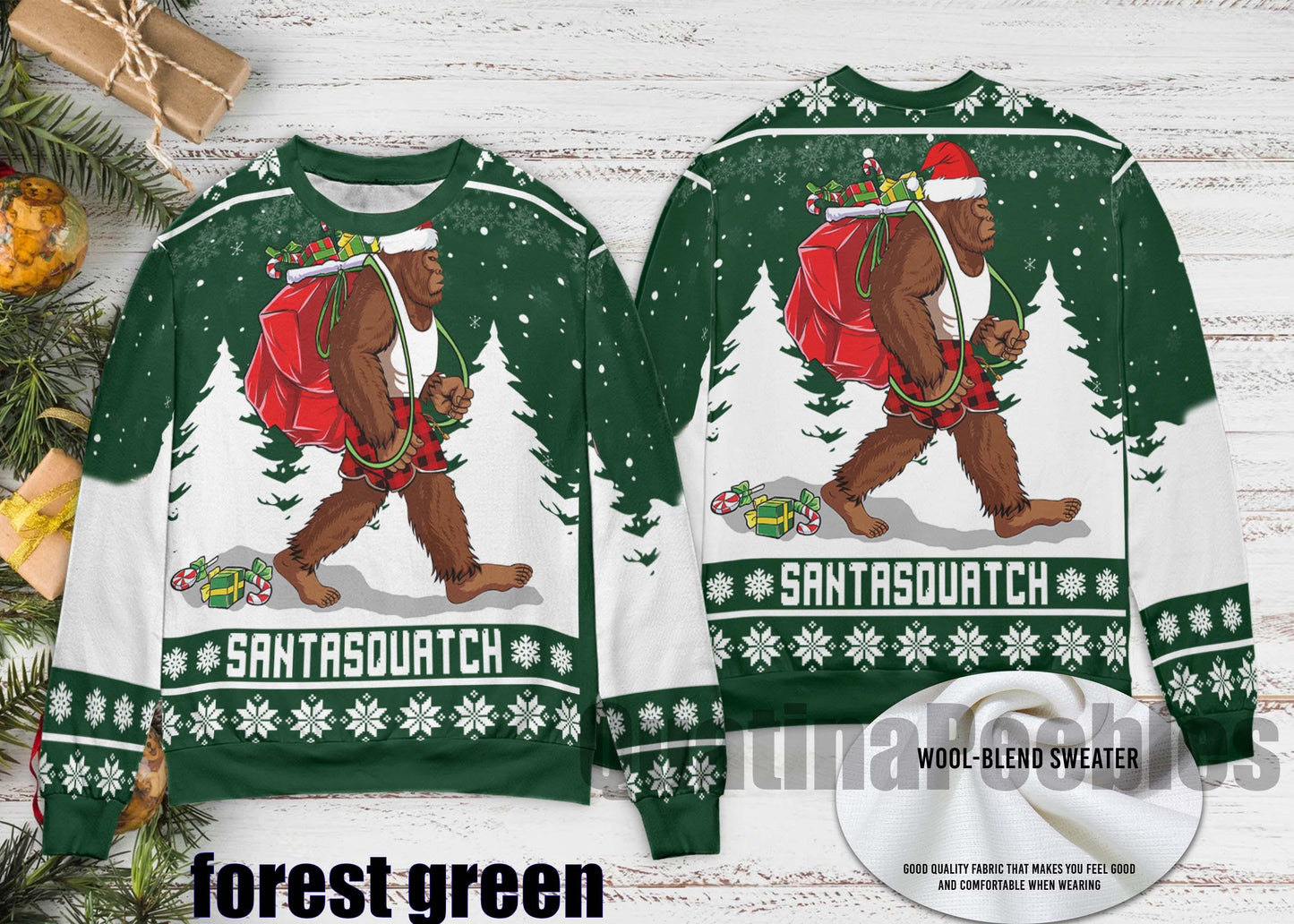 Bigfoot Santasquatch Christmas Sweater, Funny Bigfoot  Holiday Ugly Sweater, Santasquatch Ugly Christmas Sweater, Funny Holiday Party Outfit