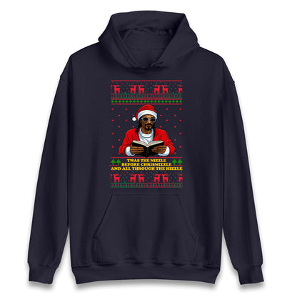 Twas The Nizzle Before Chrismizzle Funny Christmas Jumper, Hip Hop Xmas , Rap Santa Holiday Hoodie Gift