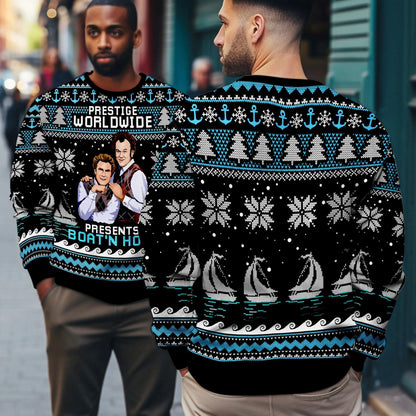 Step Brothers Presents Boats N Hoes Ugly Christmas Sweater,Brennan Huff Dale Doback Ugly Sweater,Step Brothers Christmas Party Gift Sweater