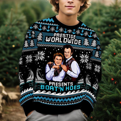 Step Brothers Presents Boats N Hoes Ugly Christmas Sweater,Brennan Huff Dale Doback Ugly Sweater,Step Brothers Christmas Party Gift Sweater