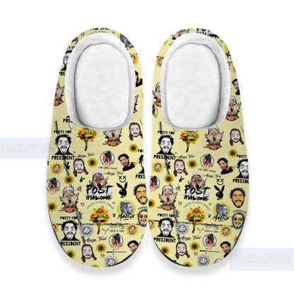 Post Malone Music 3D All Over Printed Slippers, Rapper, Custom Rubber Slippers, Winter Slippers, Lightweight Rubber Sole, Cotton Slipper