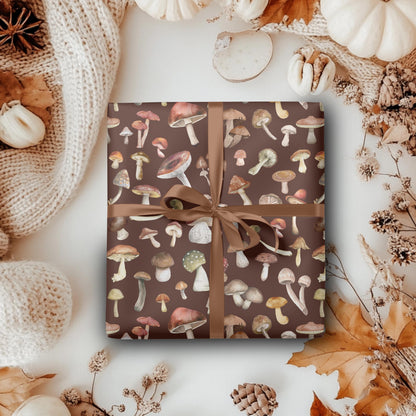 Mushroom Gift Wrap: Boho Earthy Colors Natural Wrapping Paper