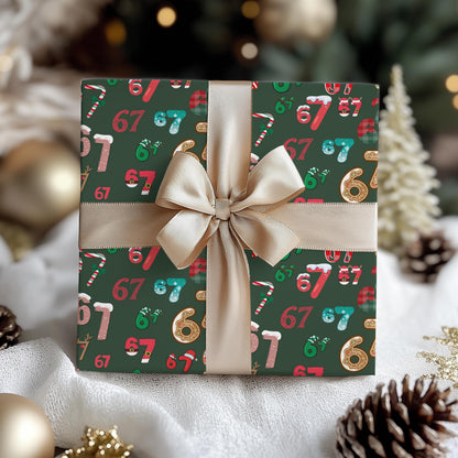 Wrapping Papers, 67 Meme Christmas Gift Wrap, Kids Funny Wrapping Paper, Unique Gift Wrap, Brain Rot, Gen A Meme, Holiday Gift Wrap, Festive