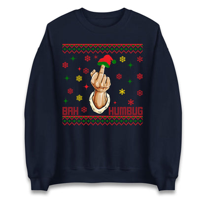 Bah Humbag Ugly Christmas Jumper, Middle Finger Rude Offensive Christmas Jumper, Xmas Funny Adults hoodie