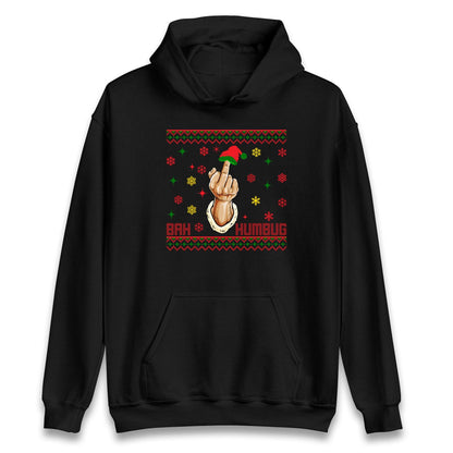 Bah Humbag Ugly Christmas Jumper, Middle Finger Rude Offensive Christmas Jumper, Xmas Funny Adults hoodie