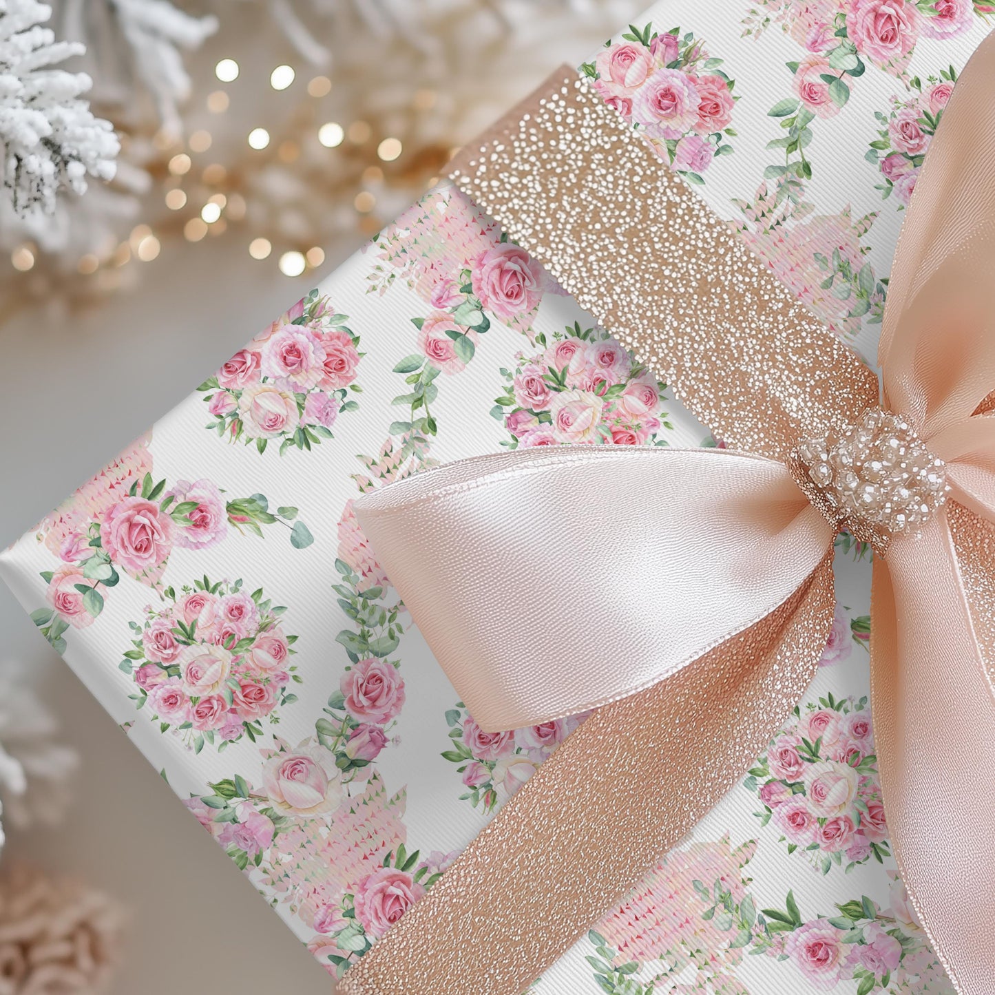 Pink Floral Wrapping Paper: Coquette Preppy Gift Wrap