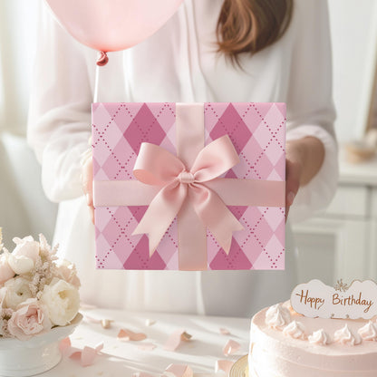 Pink Argyle Wrapping Paper: Preppy Girly Gift Wrap