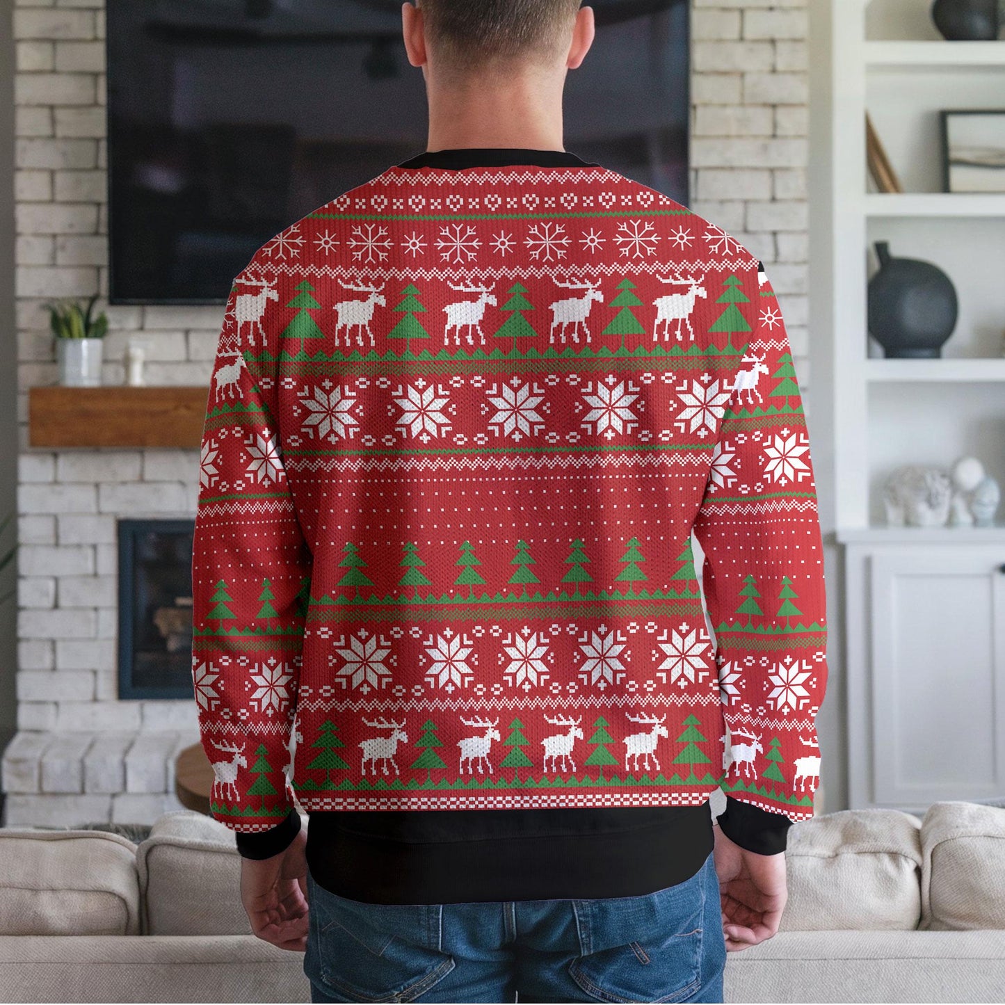 Merry Christmoose Ugly Christmas Sweater - Funny Moose Reindeer Head Holiday Jumper Gift for Men Women, Xmas Party Outfit Pullover