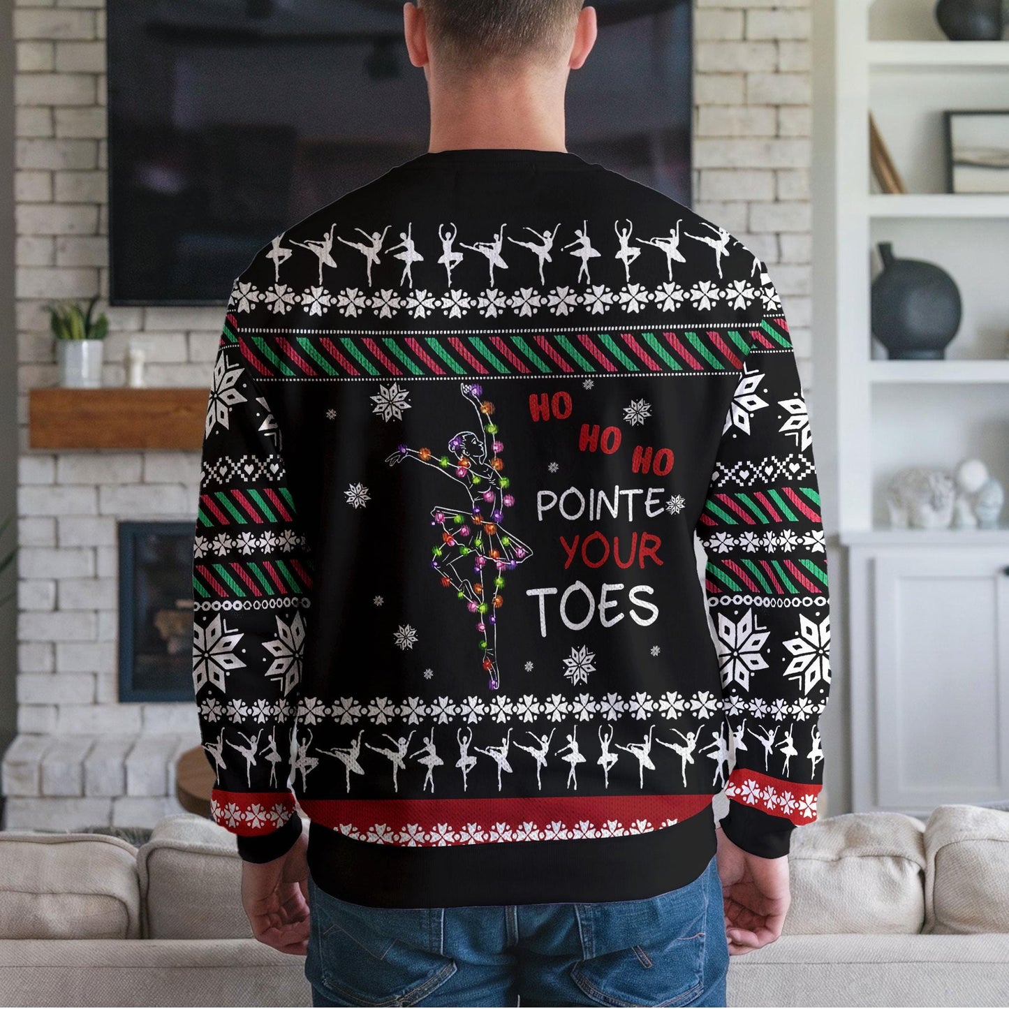 Funny Ballet Christmas Sweater for Dancers, Ho Ho Ho Pointe Your Toes Ugly Christmas Sweatshirt, Pretty Dance Teacher Holiday Gift