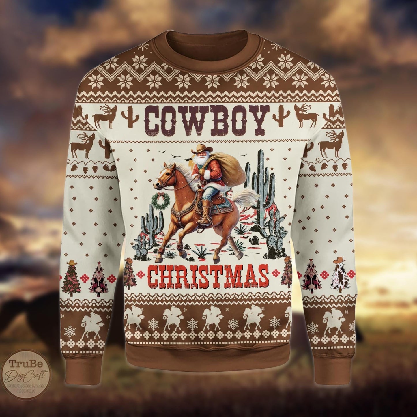Cowboy Santa Ugly Christmas Sweater: Western Holiday Pullover