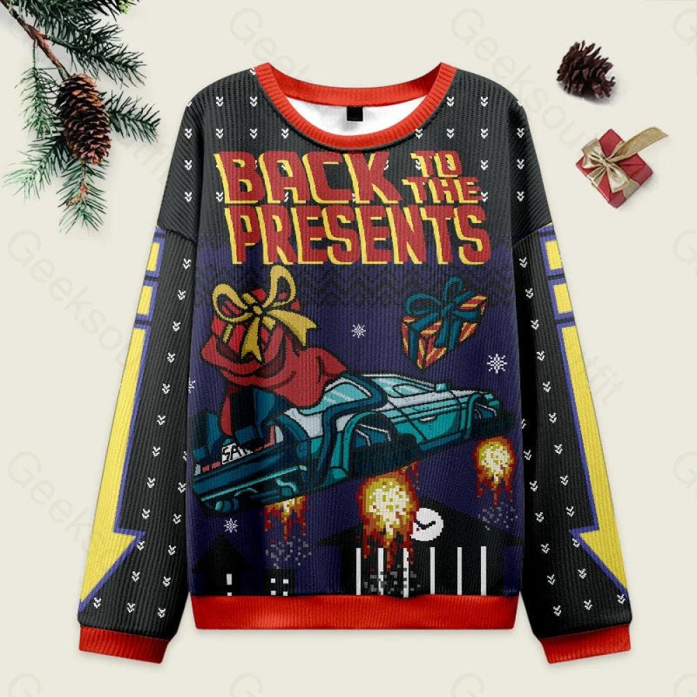 Back To The Present Ugly Christmas Sweatshirt, Holiday Crewneck Sweater, Ugly Christmas Sweatshirt 2025, Gift For Her, Gift For Him