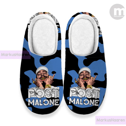Personalized Name Post Malone Rapper 3D All Over Print Slipper, Custom Rubber Slipper, Winter Slipper, Cotton Slipper, Christmas Slippers
