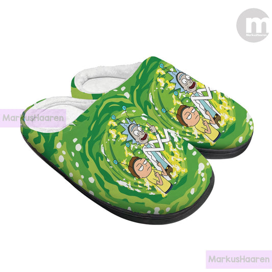 Personalized Name Rick and Morty 3D All Over Print Slipper, Winter Slipper, Custom Rubber Slipper, Cotton Slipper, Christmas Slippers
