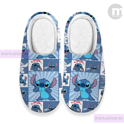 Personalized Lilo and Stitch Cartoon 3D All Over Printed Slipper, Custom Rubber Slipper, Winter Slipper, Cotton Slipper, Christmas Slippers