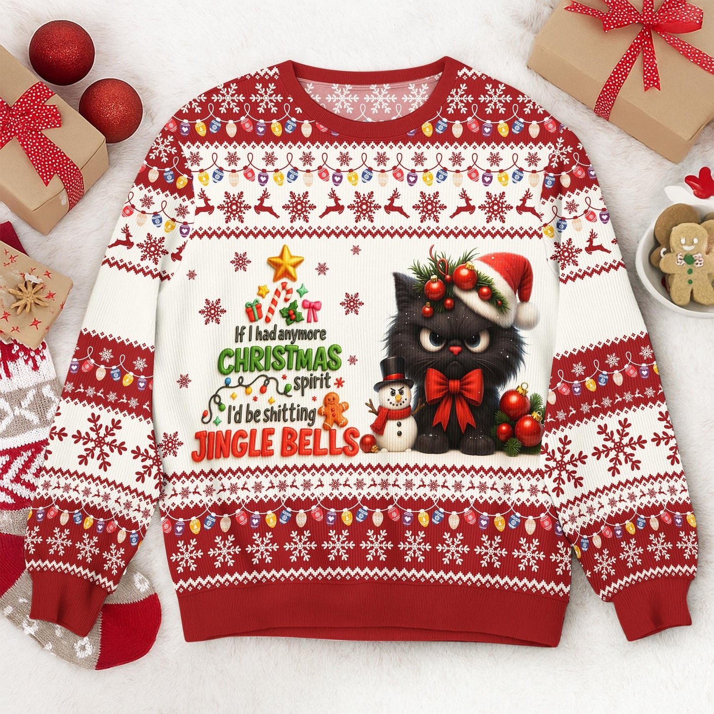 Ugly Christmas Sweater – Funny Grumpy Cats Designs, Sarcastic Grumpy Animals Holiday Sweatshirt for Men & Women, Christmas Party Outfit