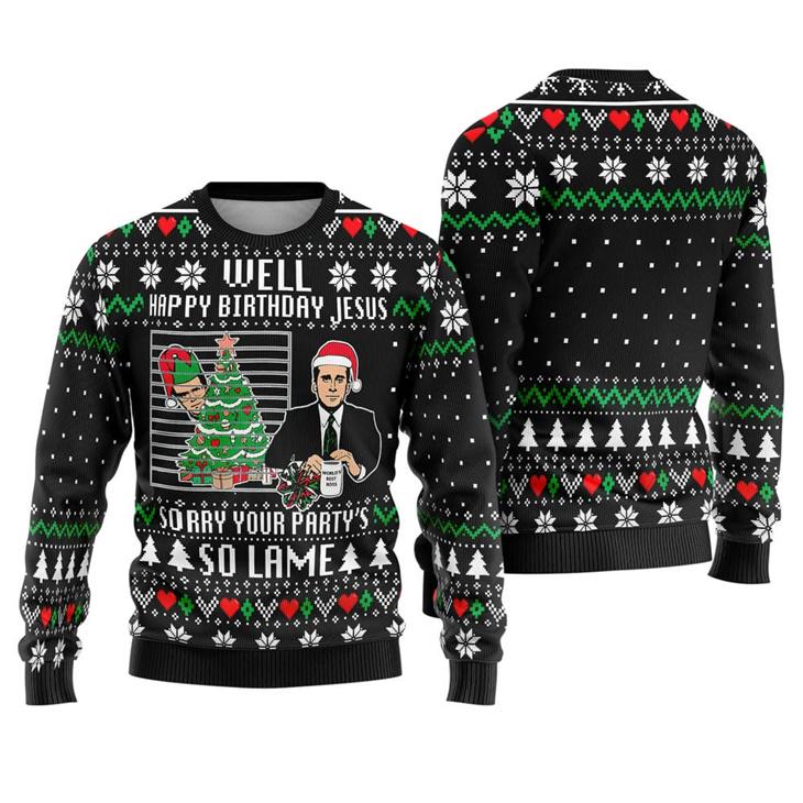 Michael Scott The Office Ugly Christmas Sweater, Well Happy Birthday Jesus Christmas Shirt, Michael Scott Ugly Sweater, Christmas Gift Shirt