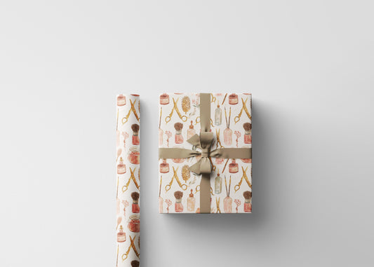 Salon Themed Wrapping Paper Hairdresser Gift Wrap for Christmas Birthdays Clients and Beauty Lovers 2025 #4