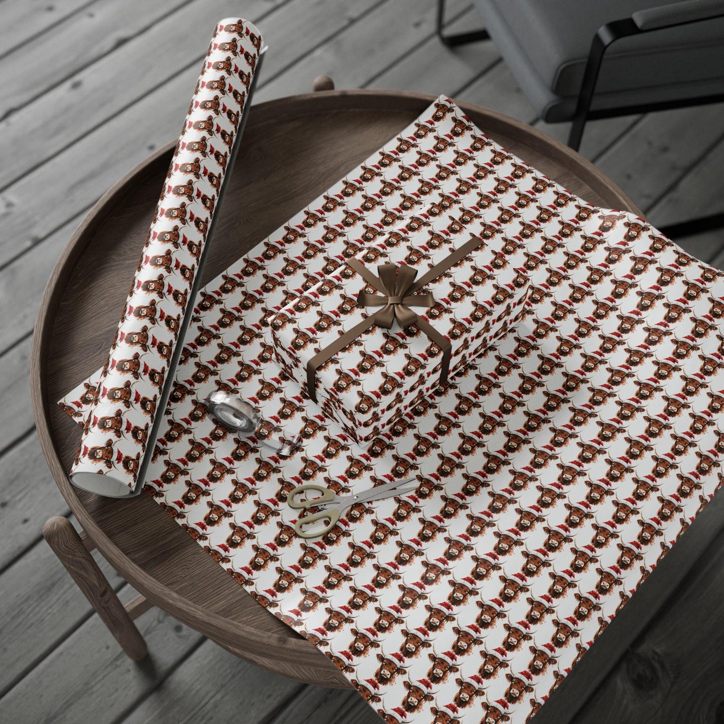 Christmas Highland Cow Wrapping Paper Roll Christmas Holiday Gift Wrap Paper Gift Wrapping Paper