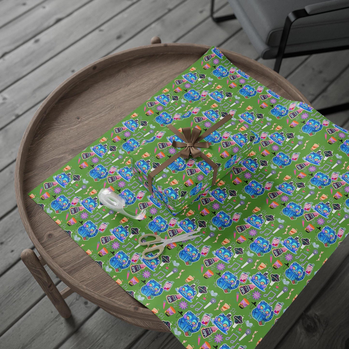 KPOP Demon Hunter Wrapping Paper Roll | DERPY TIGER Design | Christmas Gift Wrap for All Occasions, Huntrix, Saja Boys, Holiday Packaging,
