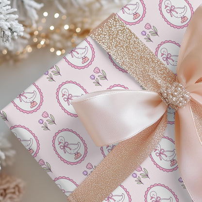 Pink Mother Goose Wrapping Paper: Baby Shower Gift Wrap