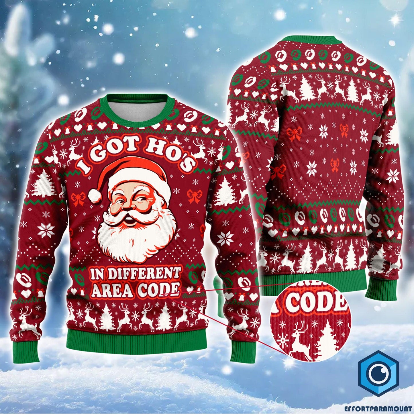 It Got Ho's Ho In Different Area Code Ugly Christmas Sweater, Funny Santa Christmas Sweater, Santa Claus Sweater, Family Holida Sweater