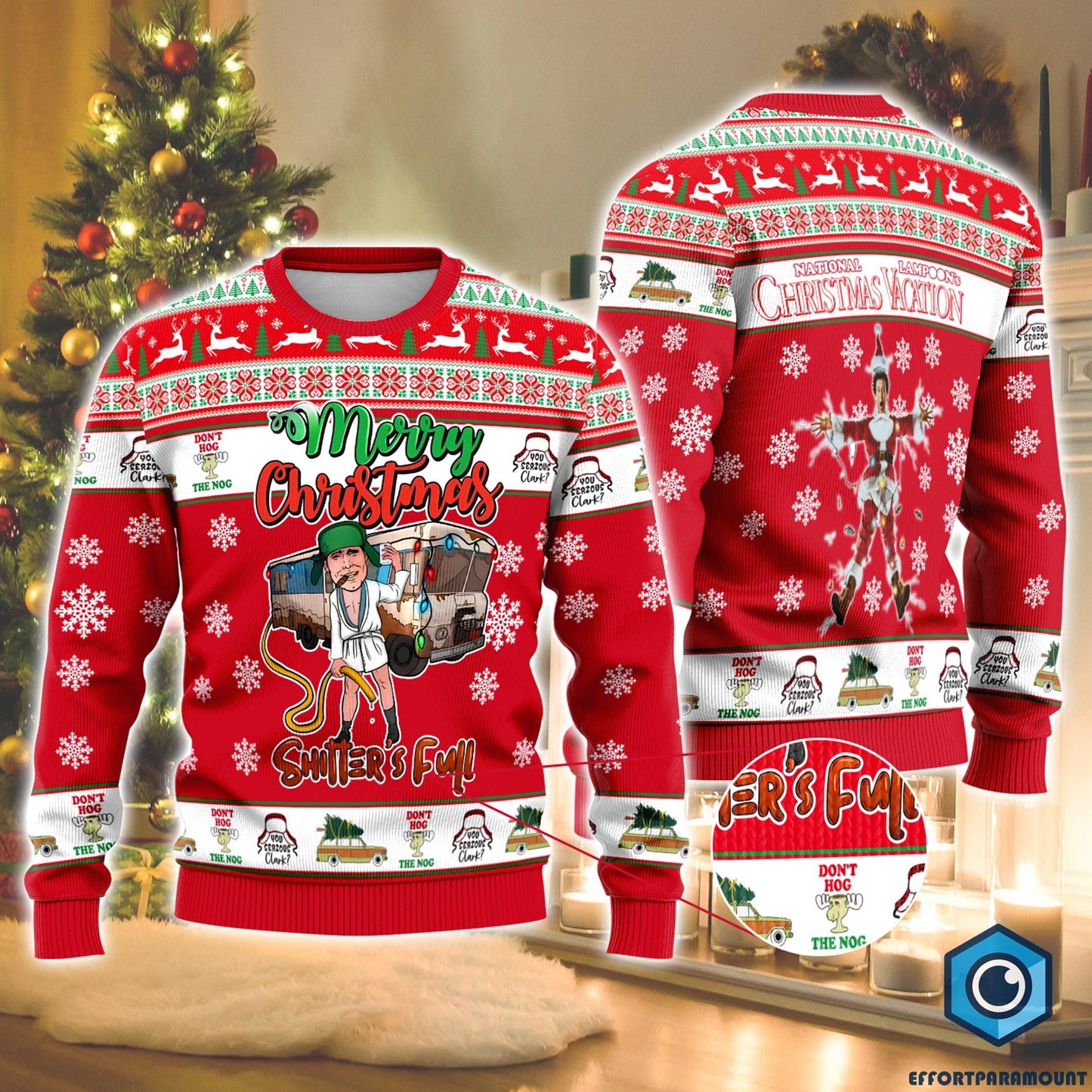Cousin Eddie Merry Christmas Shitter's Full Sweater, National Lampoon's Christmas Vacation Ugly Christmas Sweater, Funny Christmas Movie