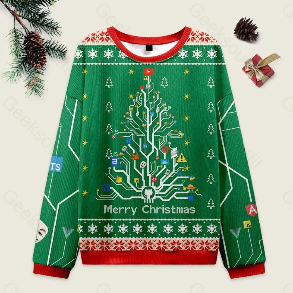 Circuit Board Christmas Tree Sweatshirt, Funny Tech Ugly Christmas Sweater, Geek Holiday Gift, Merry Christmas Knit Sweater