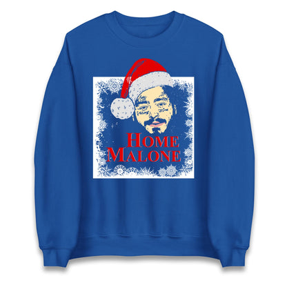Home Malone Christmas Jumper, Funny Malone Xmas Tee, Cool Holiday Humor Gift Top, Trendy Meme Christmas Sweatshirt, Hilarious Festive Top