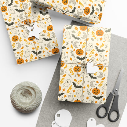 Gift Wrap Papers, Halloween Gift Wrap, Festive Wrapping Paper, Spooky Present Wrap, Cute Halloween Pattern, Gift Packaging