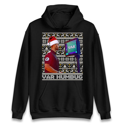 Funny VAR Humbug Christmas Jumper, Ugly Xmas Football Referee Hoodie, Spoof Soccer Fan T Shirt, Humorous Festive Gift Sweatshirt