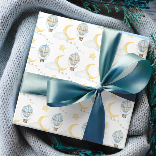 Hot Air Balloon Wrapping Paper: Whimsical Watercolor Gift Wrap