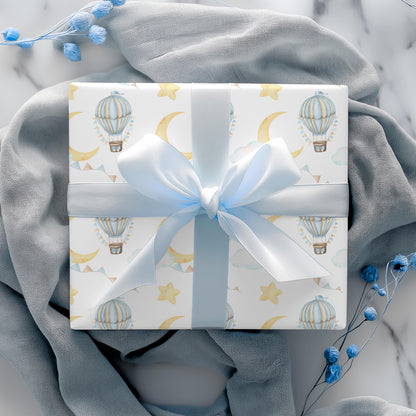Hot Air Balloon Wrapping Paper: Whimsical Watercolor Gift Wrap