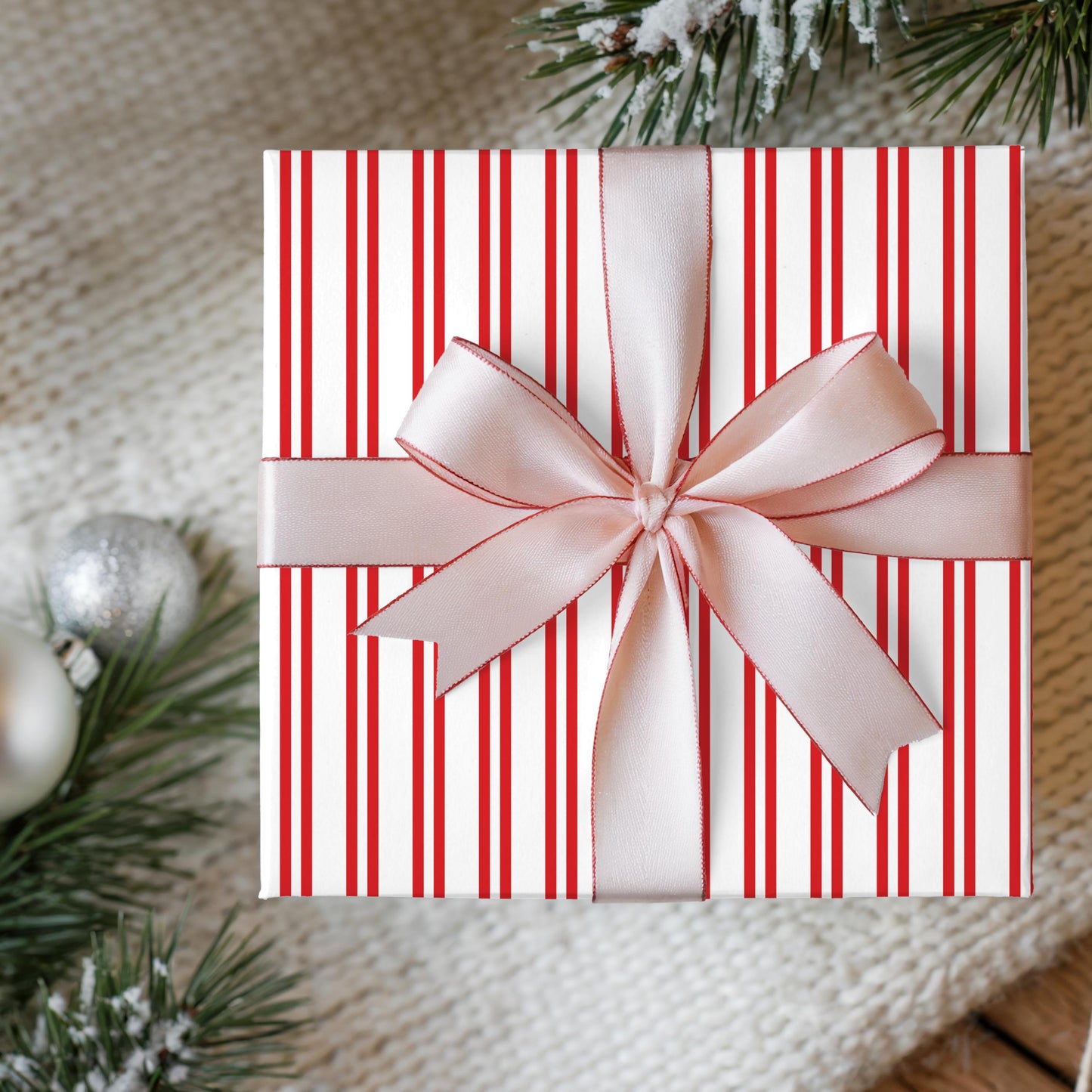 Ticking Stripe Papers, Christmas gift wrapping paper, holiday gift wrap, Xmas wrapping sheets, gift paper