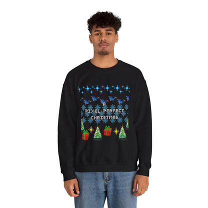 A Pixel Perfect Christmas Ugly Sweatshirt - Funny Holiday Pixel Art Crewneck for Designers, UX/UI & Tech Workers