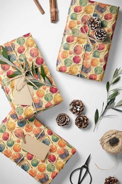 Cute Knitting Wrapping Paper Yarn Gift Wrap Sheets for Cozy Presents Handmade Holidays and Crafty Birthdays #8