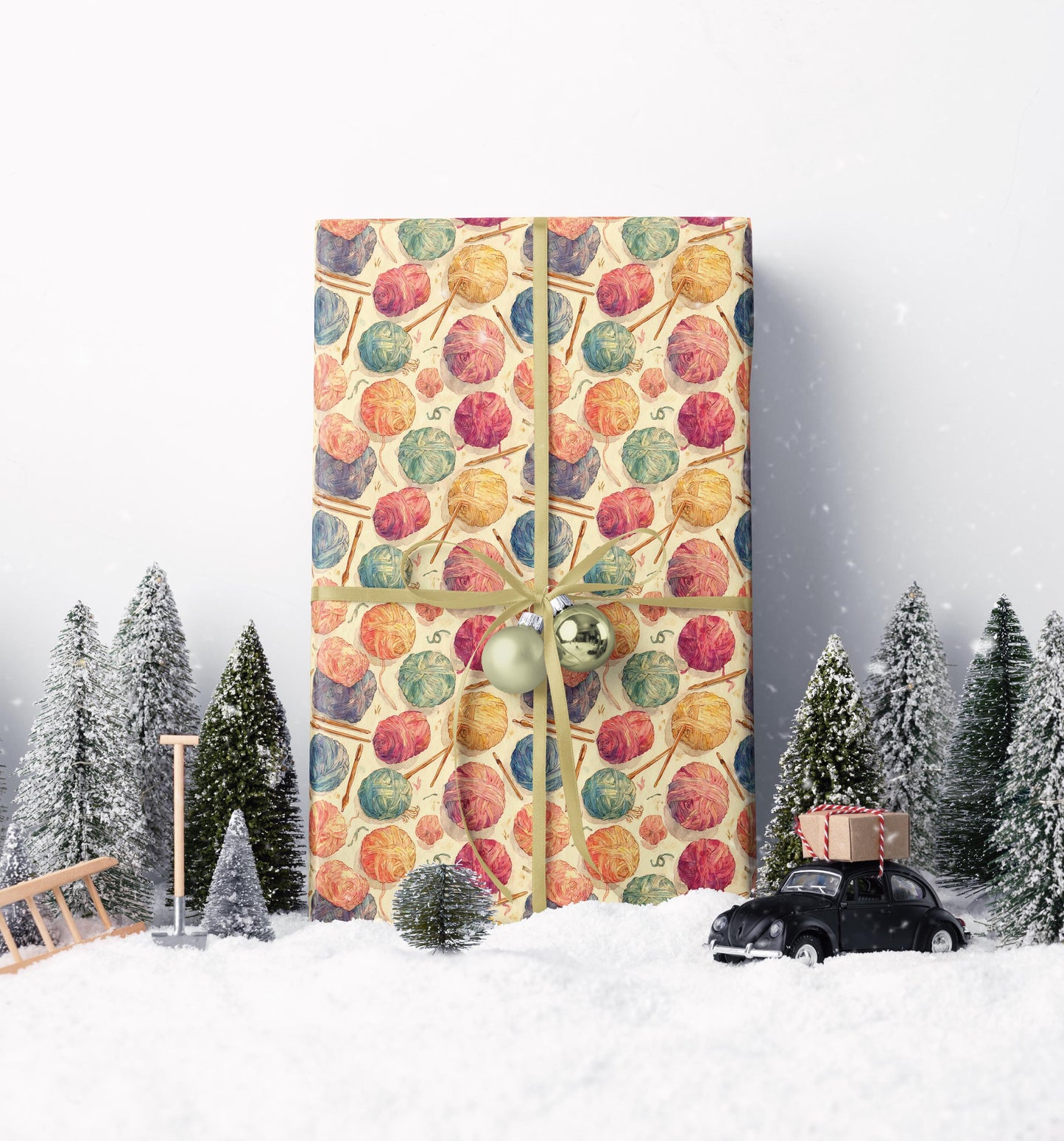 Cute Knitting Wrapping Paper Yarn Gift Wrap Sheets for Cozy Presents Handmade Holidays and Crafty Birthdays #8