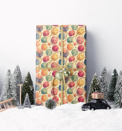 Cute Knitting Wrapping Paper Yarn Gift Wrap Sheets for Cozy Presents Handmade Holidays and Crafty Birthdays #8