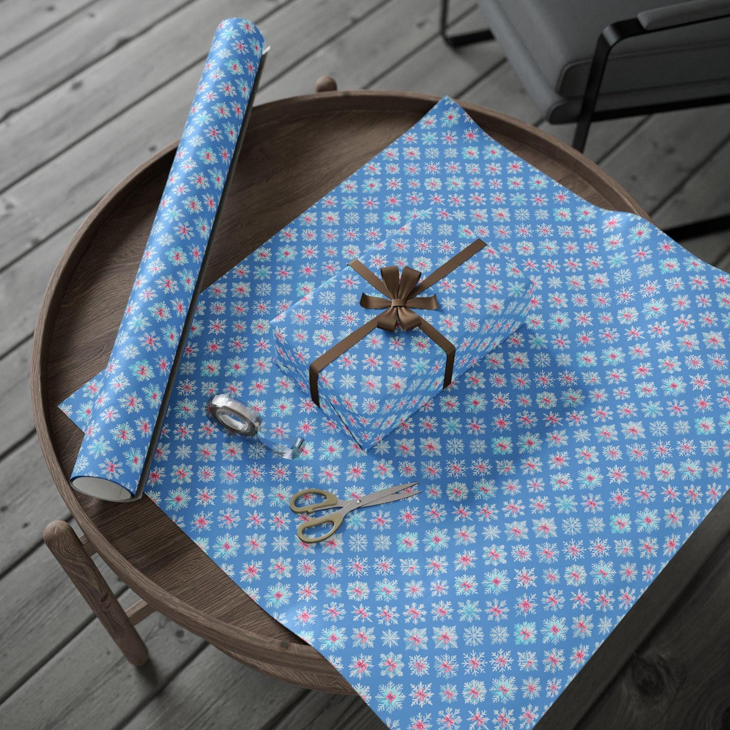 Blue Snowflake Wrapping Paper | Winter Gift Wrap | Christmas Snowflake Paper | Holiday Gift Wrap | Frosty Blue Xmas Wrapping Sheets