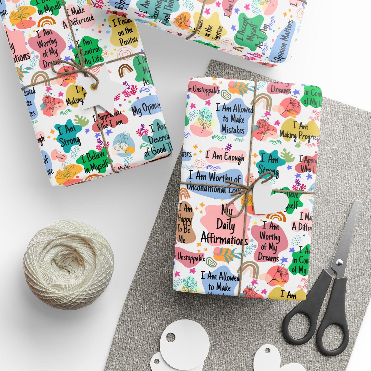 Positive Affirmation Wrapping Paper | Motivational Gift Wrap | Self Love Quote Paper | Inspirational Wrapping | Mental Health Gift Wrap