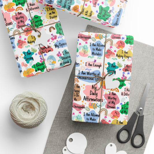 Positive Affirmation Wrapping Paper | Motivational Gift Wrap | Self Love Quote Paper | Inspirational Wrapping | Mental Health Gift Wrap