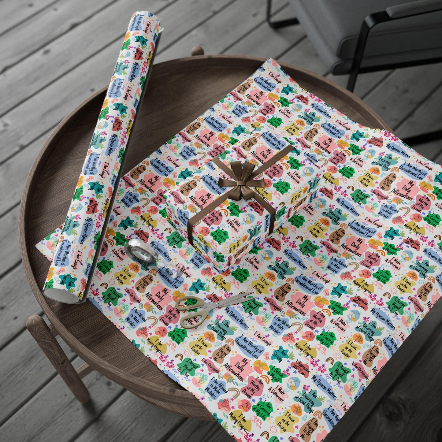 Positive Affirmation Wrapping Paper | Motivational Gift Wrap | Self Love Quote Paper | Inspirational Wrapping | Mental Health Gift Wrap