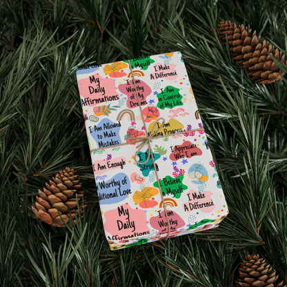 Positive Affirmation Wrapping Paper | Motivational Gift Wrap | Self Love Quote Paper | Inspirational Wrapping | Mental Health Gift Wrap