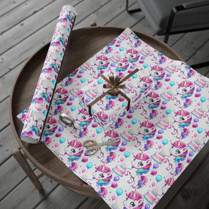 Unicorn Birthday Wrapping Paper | Rainbow Pony Gift Wrap | Kids Party Gift Paper | Cute Girl Wrapping | Magical Unicorn Decor